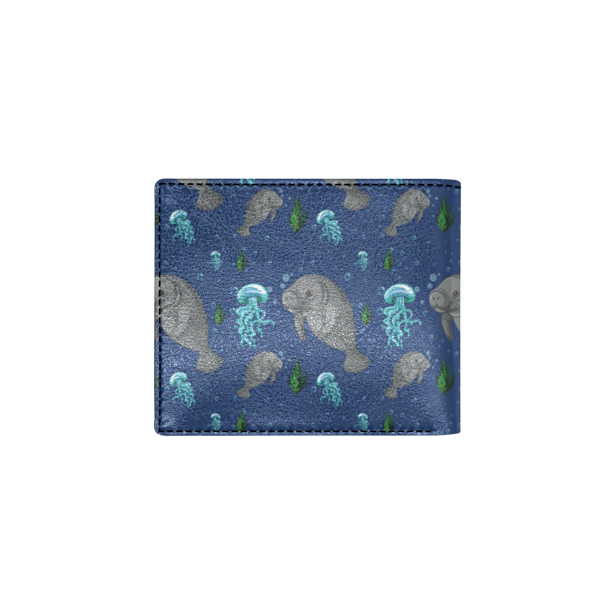 Manatee Pattern Print Design 01 Men's ID Card Wallet