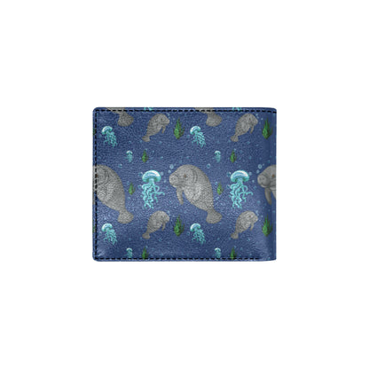 Manatee Pattern Print Design 01 Men's ID Card Wallet