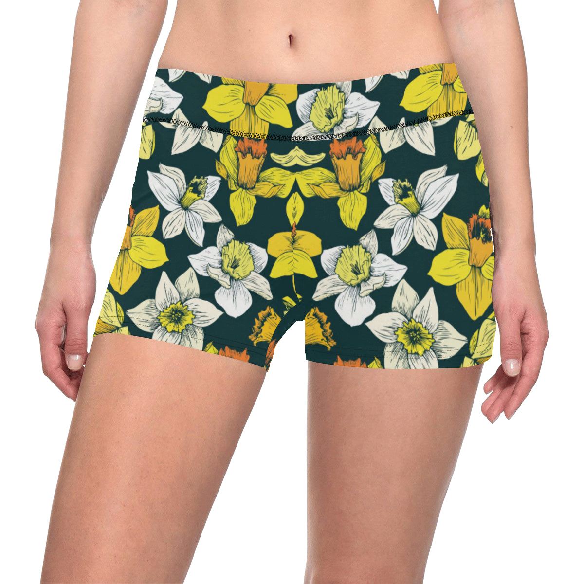 Daffodils Pattern Print Design DF02 Yoga Shorts