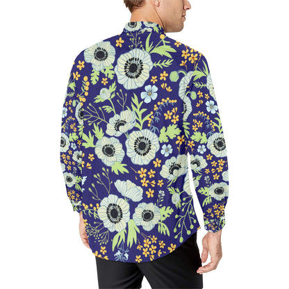 Anemone Pattern Print Design AM06 Men's Long Sleeve Shirt