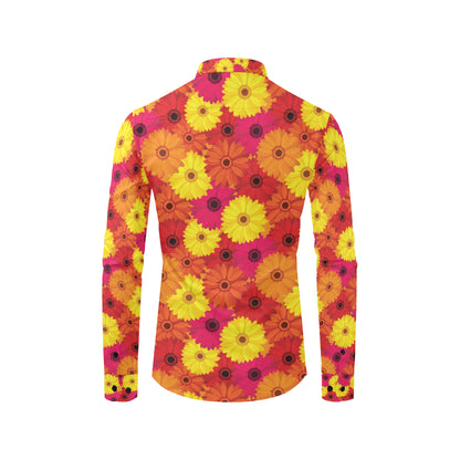Gerberas Pattern Print Design GB05 Men's Long Sleeve Shirt