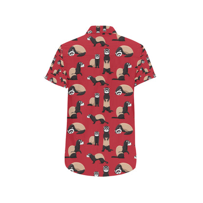 Ferret Pattern Print Design 02 Men's Short Sleeve Button Up Shirt