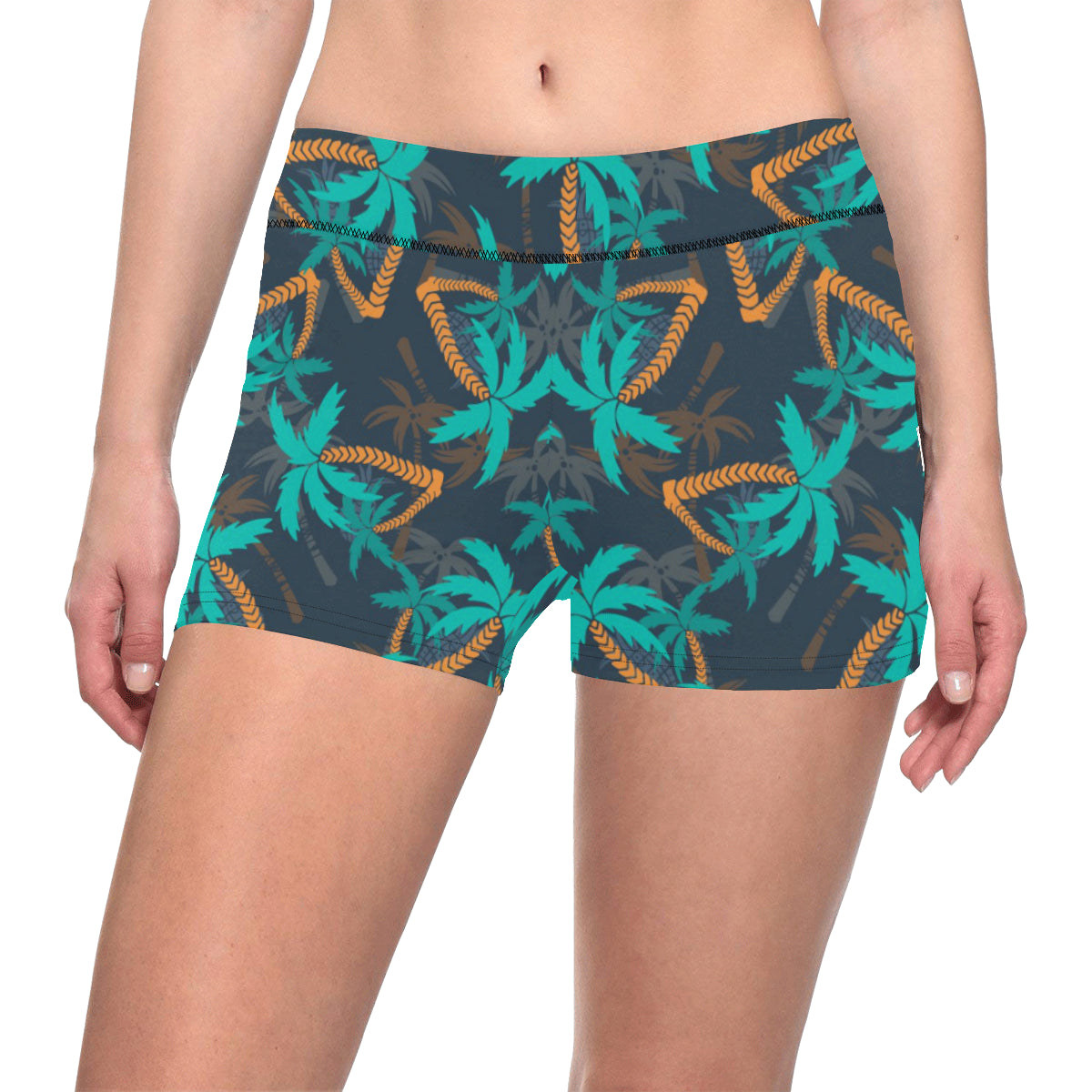 Palm Tree Pattern Print Design PT01 Yoga Shorts