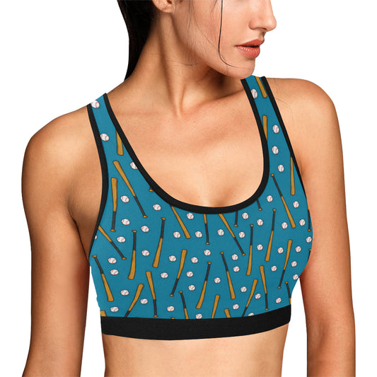 Baseball Pattern Print Design 01 Sports Bra