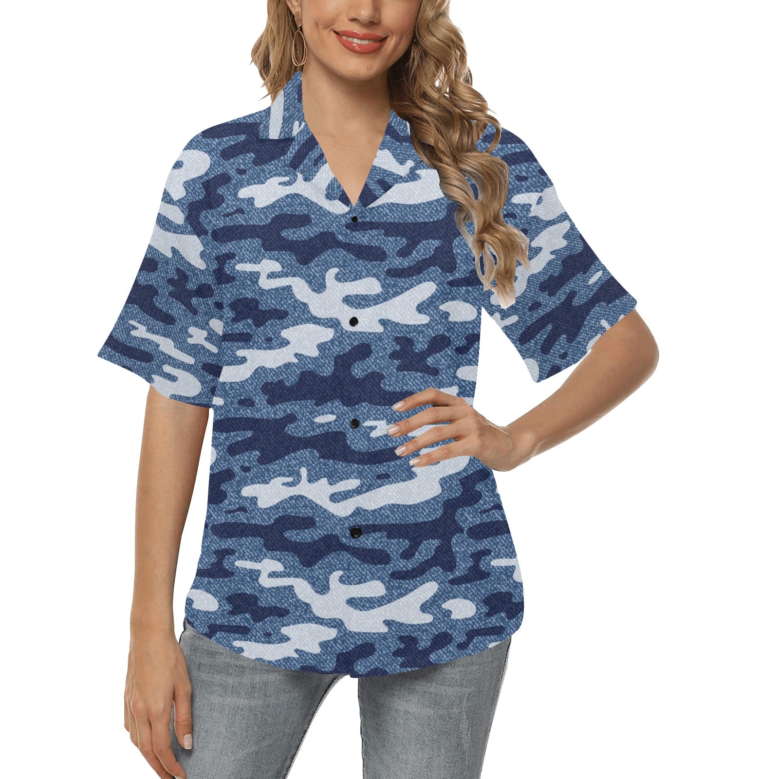 Jean Camouflage Pattern Print Design 05 Women's Hawaiian Shirt