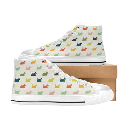 Scottish Terriers Print Design LKS305 High Top Women's White Shoes