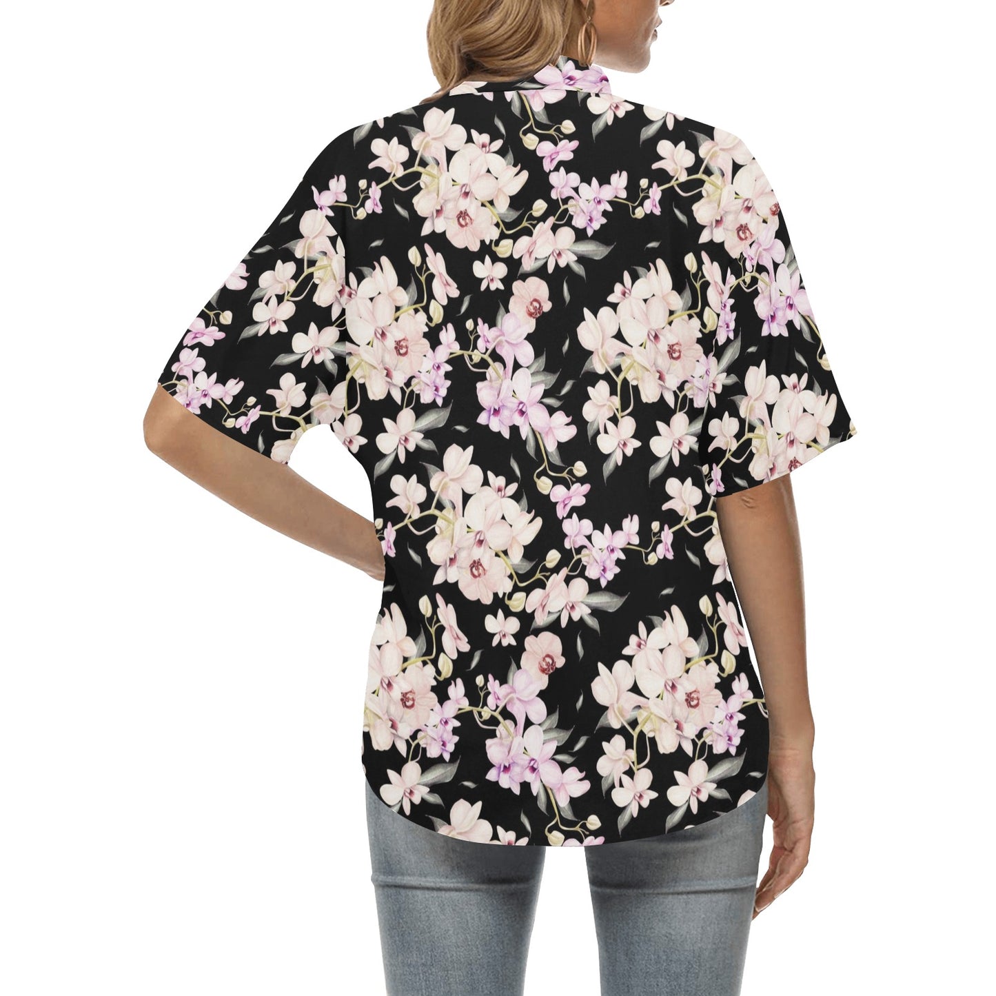 Orchid White Pattern Print Design OR03 Women's Hawaiian Shirt