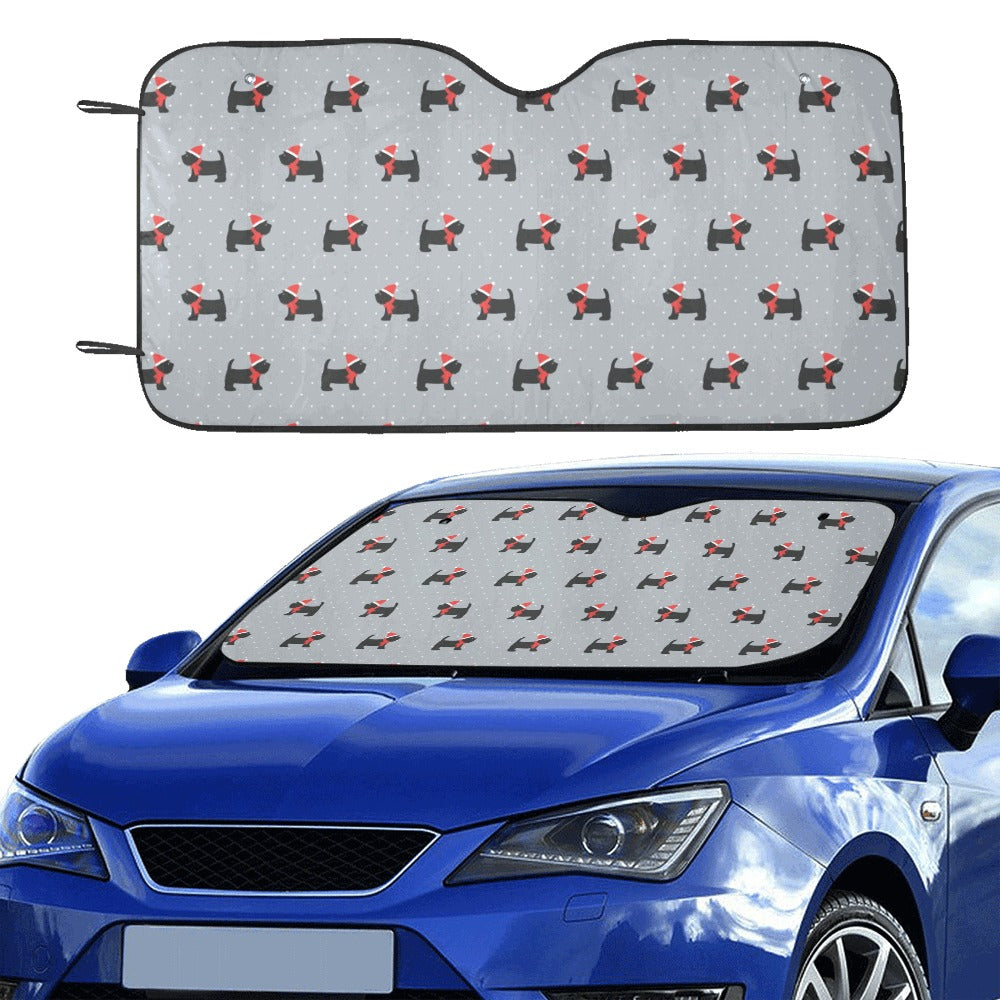 Scottish Christmas Themed Terriers Print Design LKS3018 Car front Windshield Sun Shade