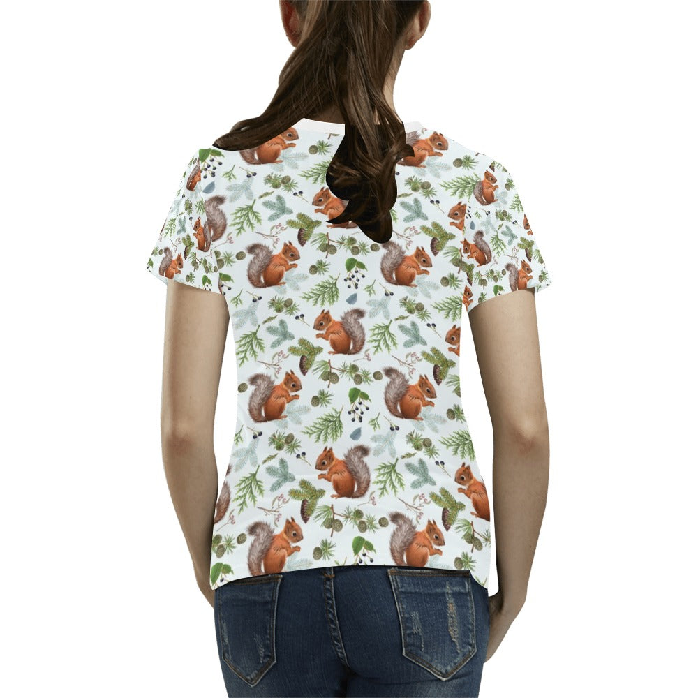 Squirrel Print Design LKS308 Women's  T-shirt