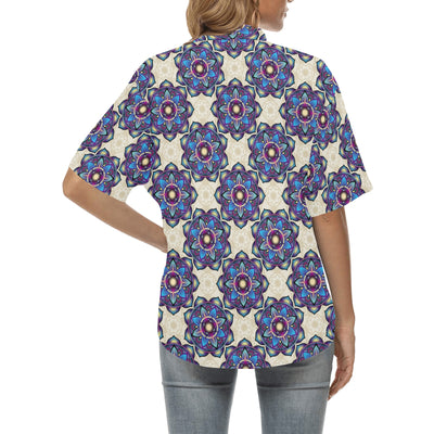 lotus Boho Pattern Print Design LO08 Women's Hawaiian Shirt