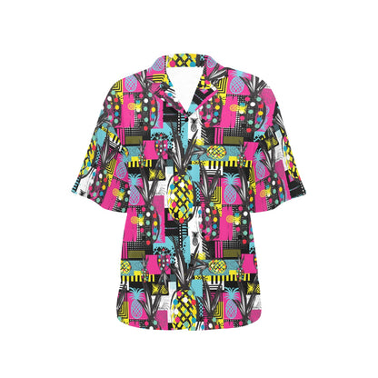 Pop Art Pineapple Pattern Print Design A02 Women's Hawaiian Shirt