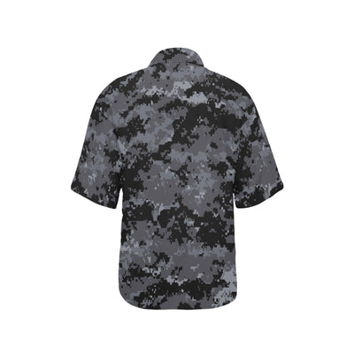 ACU Digital Black Camouflage Women's Hawaiian Shirt