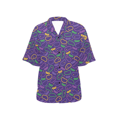 Mardi Gras Pattern Print Design 04 Women's Hawaiian Shirt