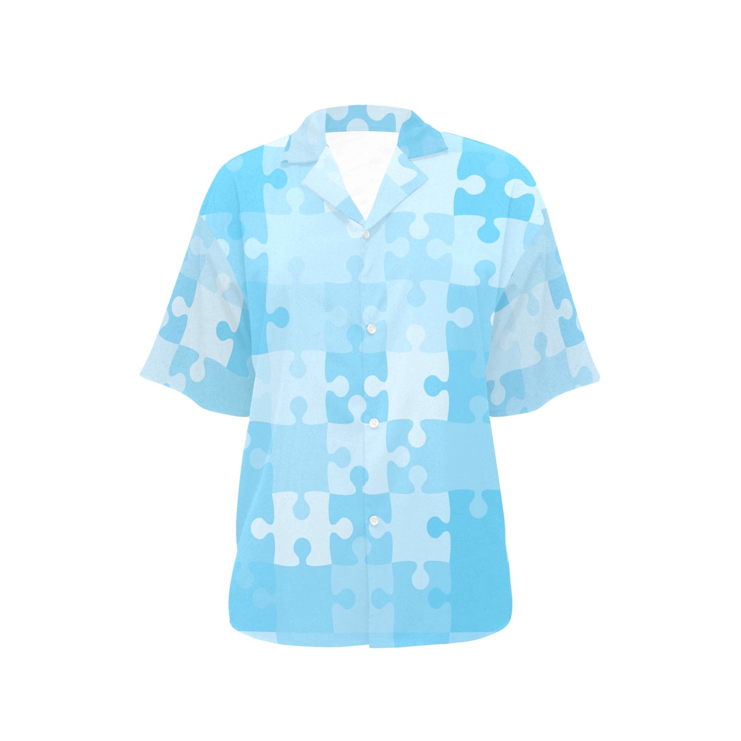 Puzzle Blue Pattern Print Design A04 Women's Hawaiian Shirt