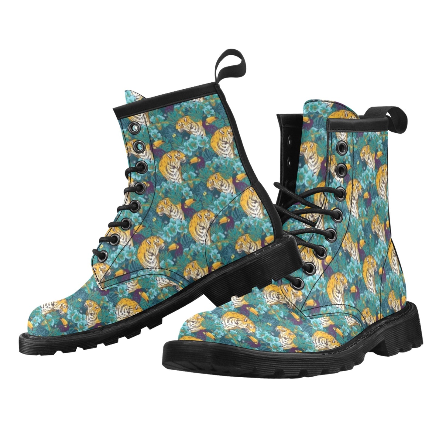Tiger Tropical Print Design LKS301 Women's Boots