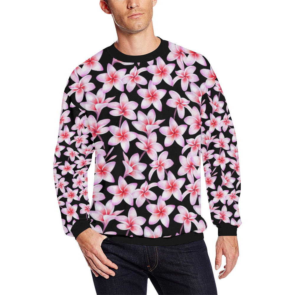 Pink Plumeria Pattern Print Design PM09 Men Long Sleeve Sweatshirt