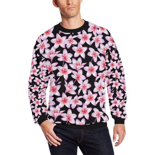 Pink Plumeria Pattern Print Design PM09 Men Long Sleeve Sweatshirt