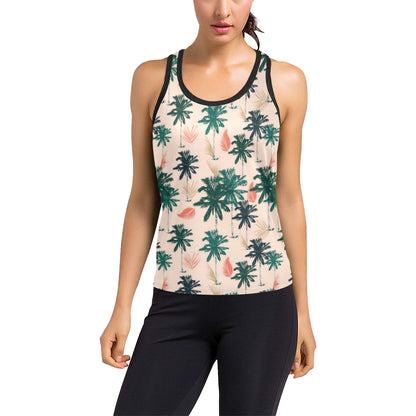 Palm Tree Pattern Print Design PT014 Women's Racerback Tank Top