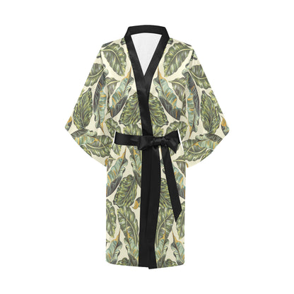 Banana Leaf Pattern Print Design BL08 Women's Short Kimono