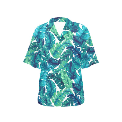 Brightness Tropical Palm Leaves Women's Hawaiian Shirt