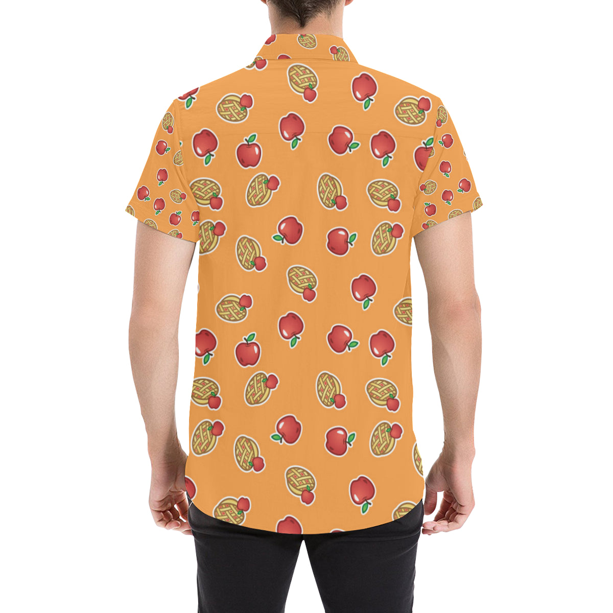 Apple Pie Pattern Print Design 02 Men's Short Sleeve Button Up Shirt