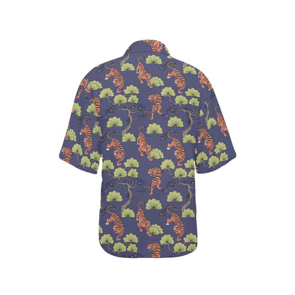 Tiger Pattern Japan Style Women's Hawaiian Shirt