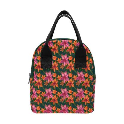 Amaryllis Pattern Print Design AL01 Insulated Lunch Bag