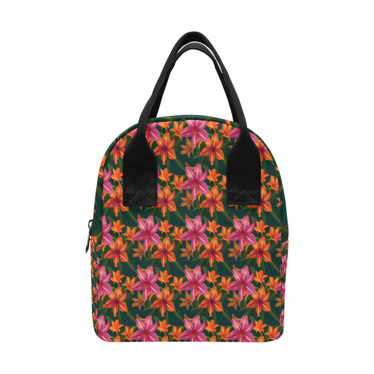 Amaryllis Pattern Print Design AL01 Insulated Lunch Bag