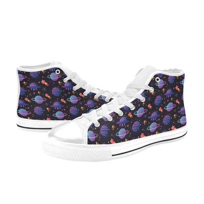 UFO Star Galaxy Print Design LKS308 High Top Women's White Shoes