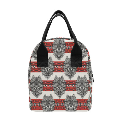 Native Indian Wolf Insulated Lunch Bag