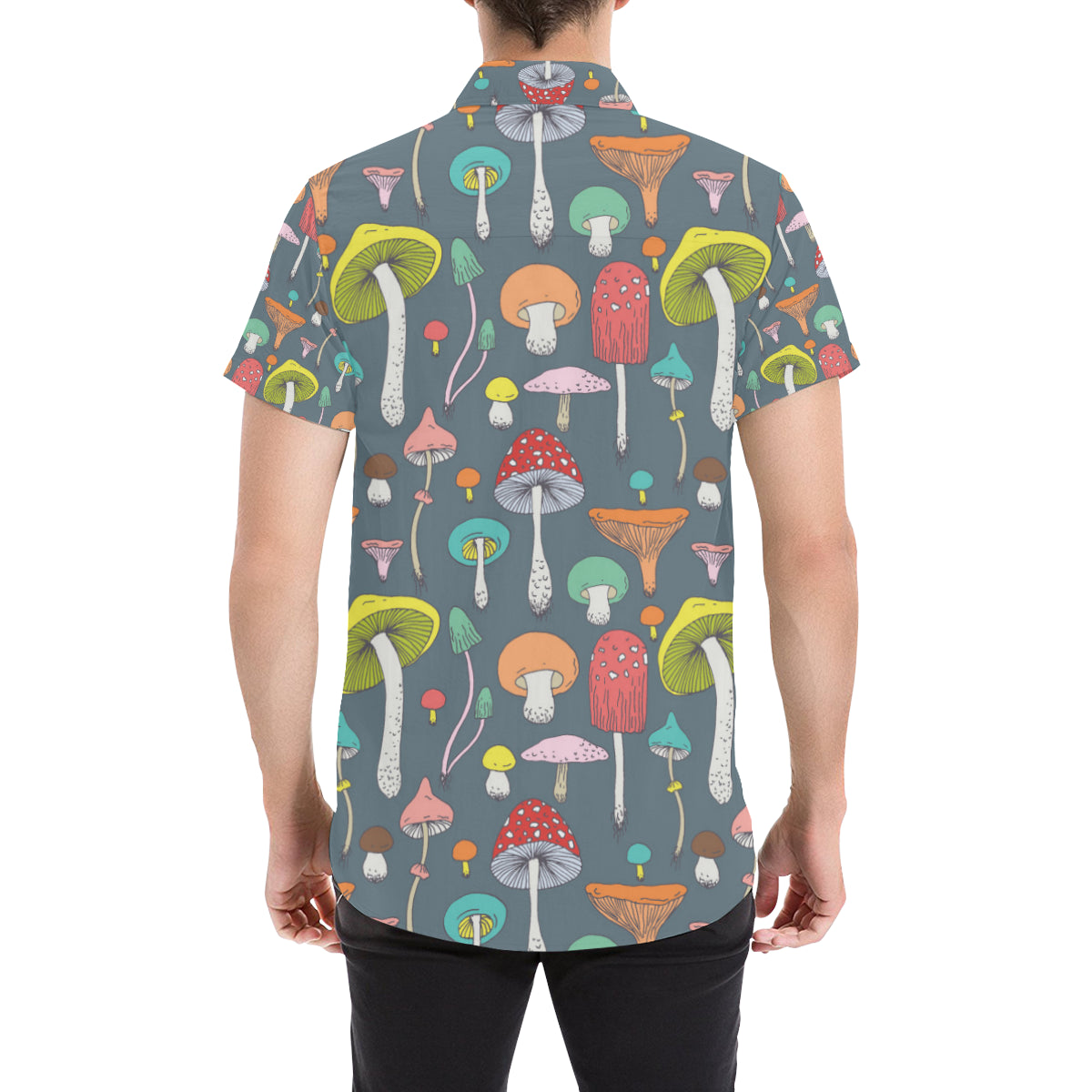 Mushroom Pattern Print Design A03 Men's Short Sleeve Button Up Shirt