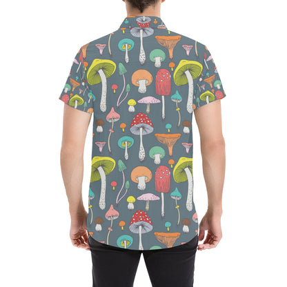 Mushroom Pattern Print Design A03 Men's Short Sleeve Button Up Shirt