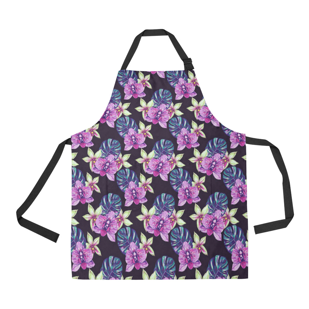 Orchid Pattern Print Design OR010 Apron with Pocket