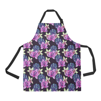 Orchid Pattern Print Design OR010 Apron with Pocket