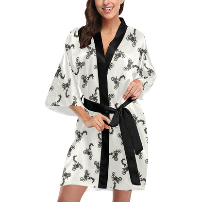 Motocross Pattern Print Design 03 Women's Short Kimono