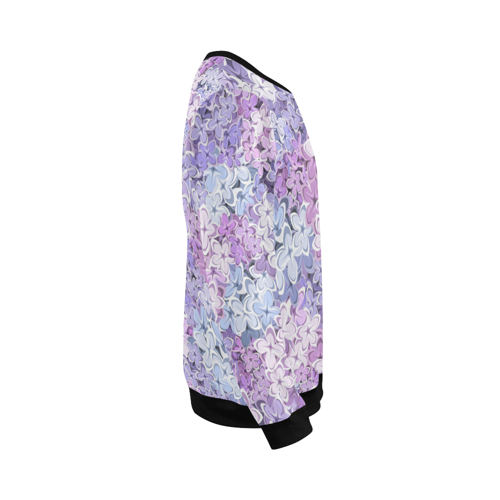 Lilac Pattern Print Design LI01 Men Long Sleeve Sweatshirt