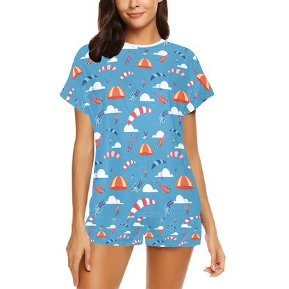 Skydiver Print Design LKS306 Women's Short Pajama Set