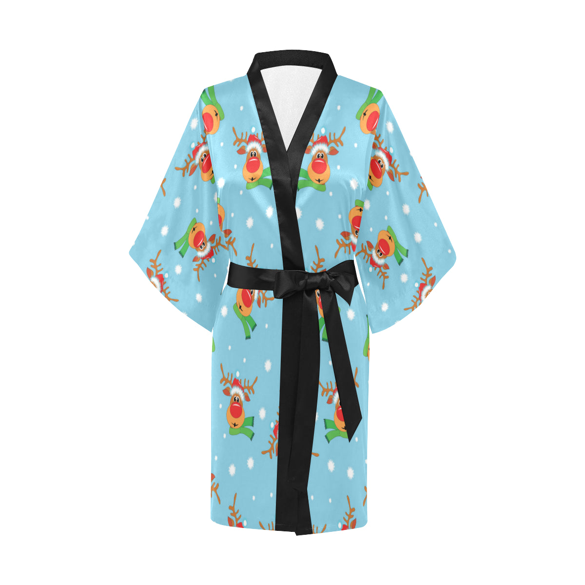 Reindeer cute Pattern Print Design 02 Women's Short Kimono