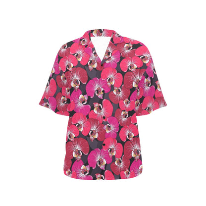 Orchid Red Pattern Print Design OR05 Women's Hawaiian Shirt