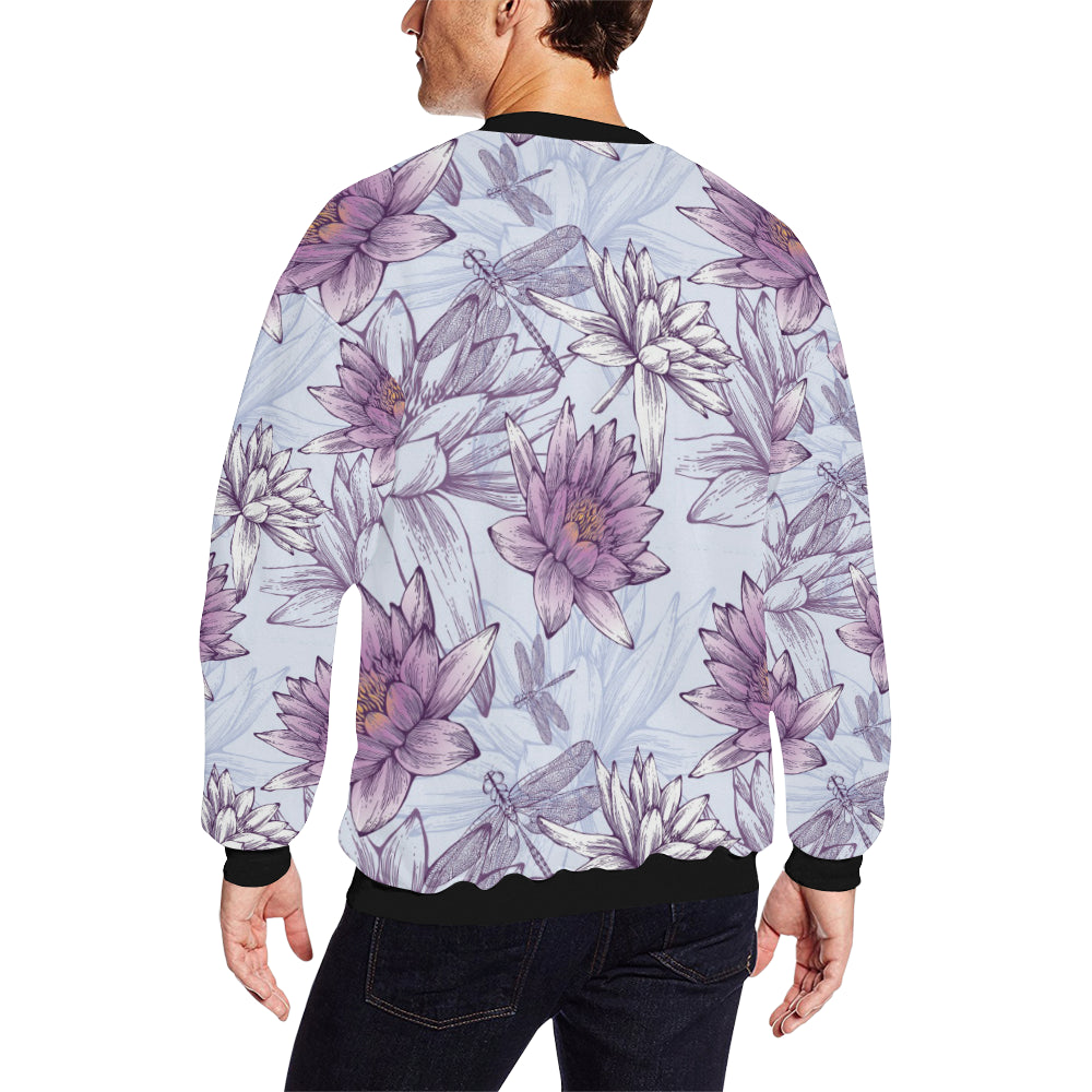 Water Lily Pattern Print Design WL01 Men Long Sleeve Sweatshirt