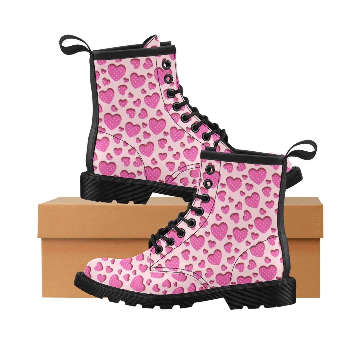Heart Pink Pattern Print Design HE06 Women's Boots
