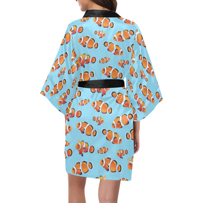 Clownfish Pattern Print Design 01 Women's Short Kimono