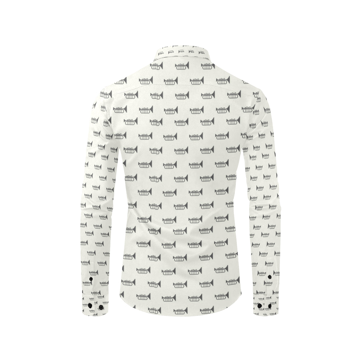 Trumpet Pattern Themed Print Men's Long Sleeve Shirt