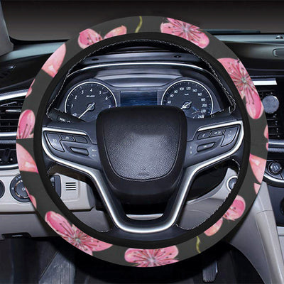 Apple blossom Pattern Print Design AB03 Steering Wheel Cover with Elastic Edge