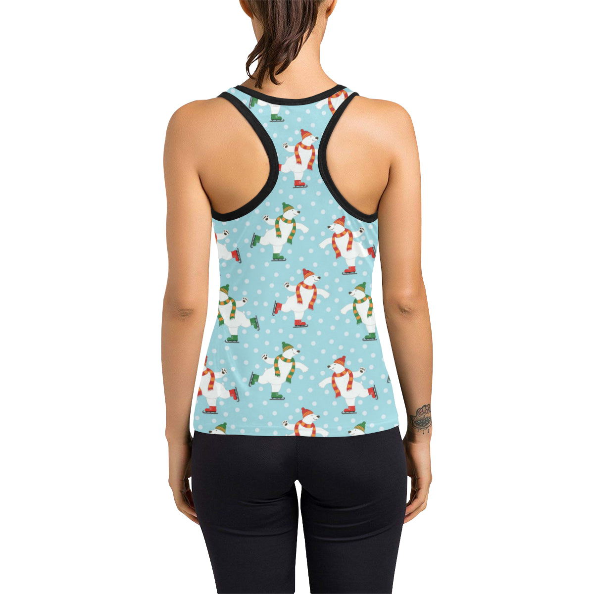 Polar Bear Pattern Print Design PB07 Women's Racerback Tank Top