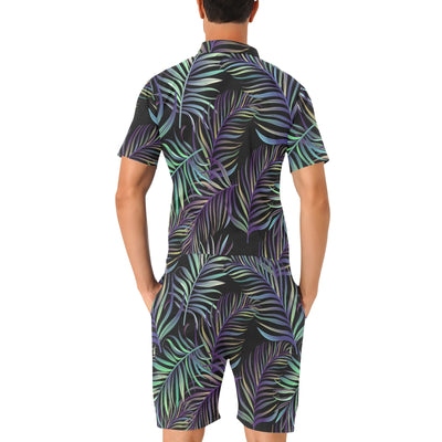 Tropical Palm Leaves Pattern Brightness Men's Romper