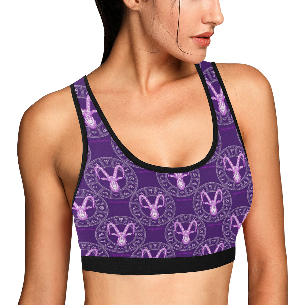 Capricorn Zodiac Pattern Print Design 04 Sports Bra