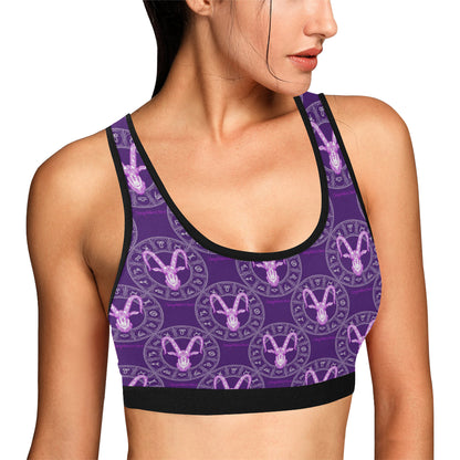 Capricorn Zodiac Pattern Print Design 04 Sports Bra