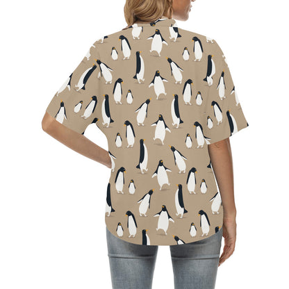 Penguin Pattern Print Design A01 Women's Hawaiian Shirt