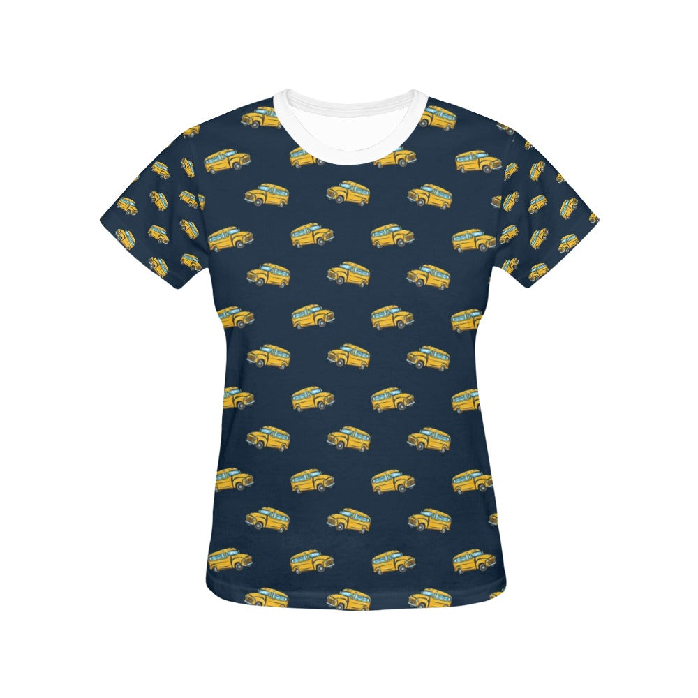 School Bus Print Design LKS304 Women's  T-shirt